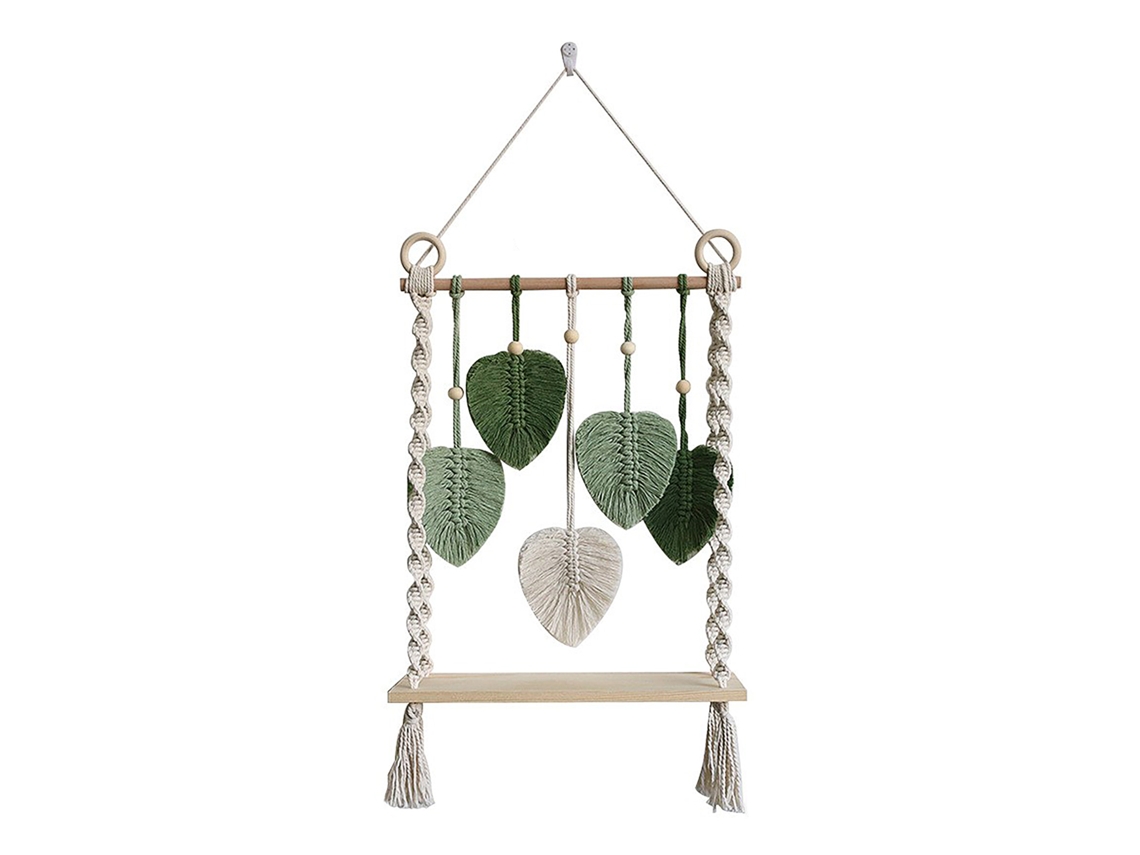 Laxiscreed Prateleira De Parede Com Estilo Nórdico 39x66 Cm E Folhas Tecidas