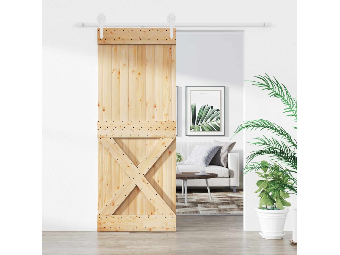 Vidaxl Porta Deslizante Natural E Branco 90 X 210 Cm
