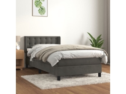 Vidaxl Cama Com Molas/colchão 100x200 Cm Veludo Cinza-escuro