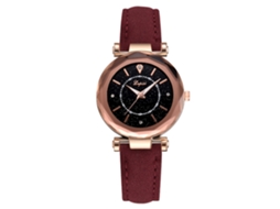 Relógio de Pulso Feminino de Quartzo Lvpai com Pulseira Pu Slim Estilo Simples Vermelho