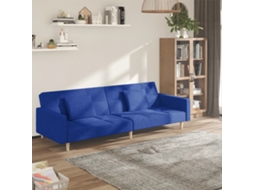 Vidaxl Sofá-cama 2 Lugares Com Duas Almofadas Tecido Azul
