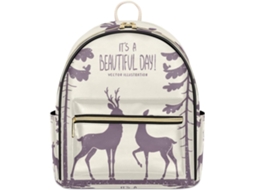 Mochila Tropicallife em Couro com Estampa de Cervo para Mulheres Estampas Pe Impermeável Estampa de Ce