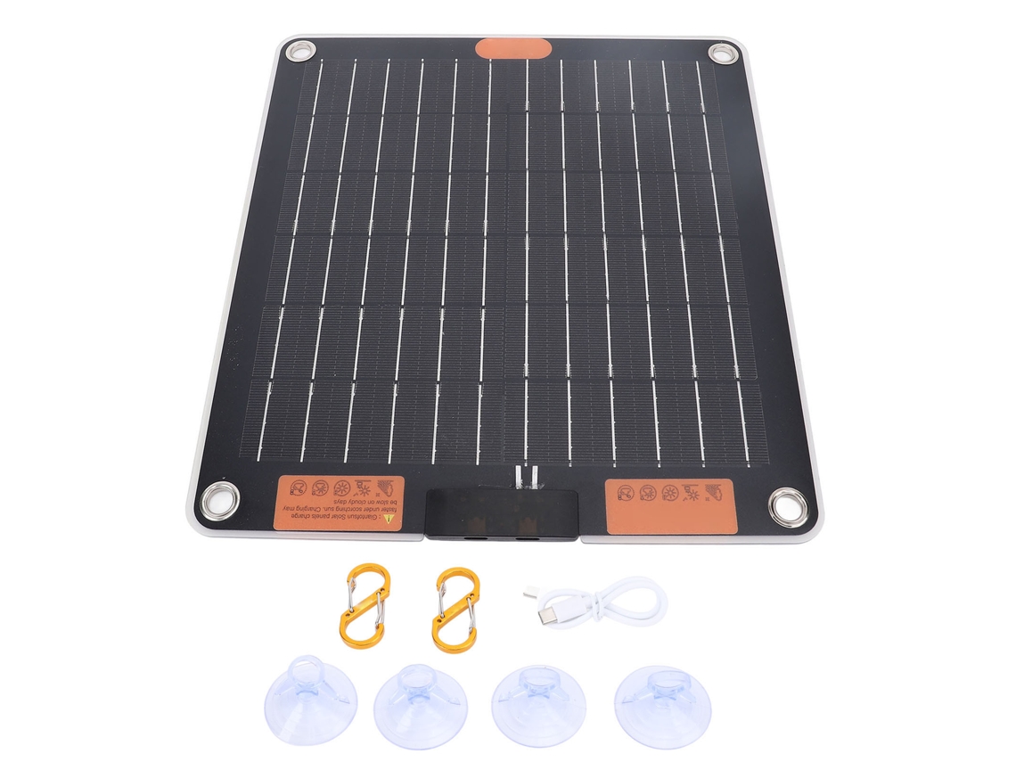 Painel solar portátil Primerox 20w da Duas Faces com duas saídas tipo C 5v 2a para viagens e camping.