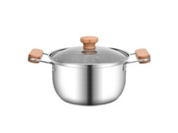Panela de aço inox com duas alças para cozimento de sopa e macarrão, compatível com indução, 22cm | S/MARCA