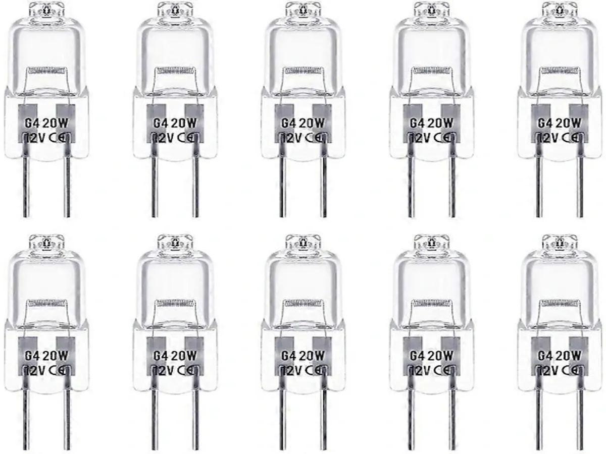 Lurelia Pack De 10 Lâmpadas Halógenas G4 20w 12v 2800k, Branco Quente, Regulável, 2 Pinos