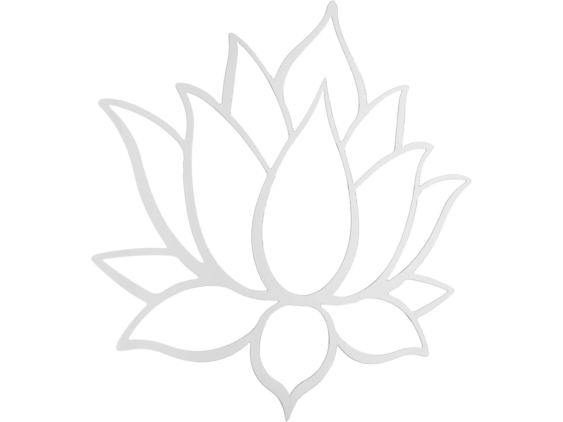 Adesivo Parede Espelhado Acrílico Lótus Preta Decoração Estar Fácil Aplicar Flor Sala Zen Leve GOKOCO