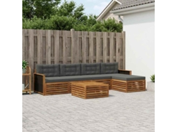 Vidaxl Conjunto De Sofás Para Exterior 6 Unid. Natural E Antracite