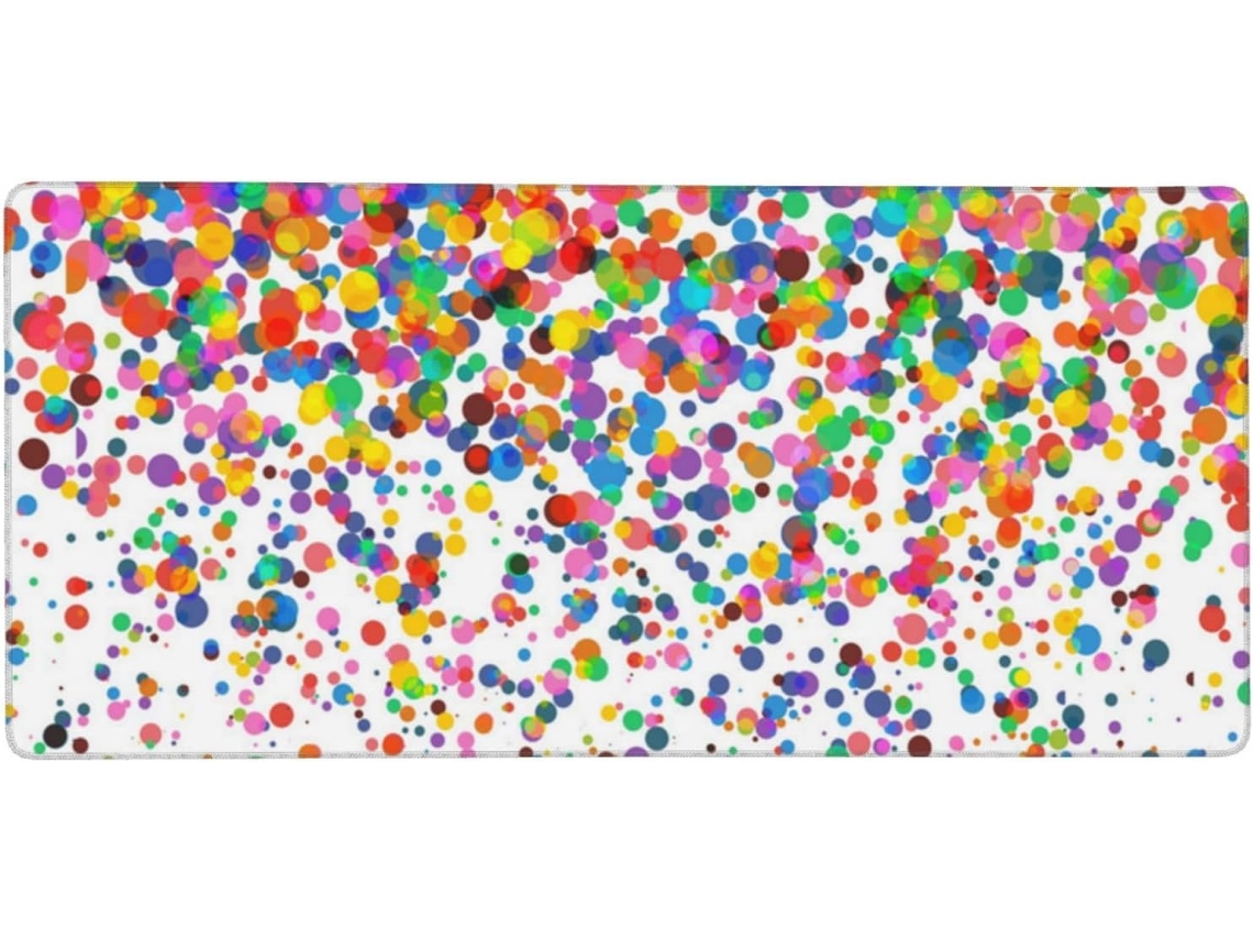Arte Impressa com Pontos Coloridos, Mousepad de Computador Grande Formato, Base Borracha Antiderrapante, 40 X