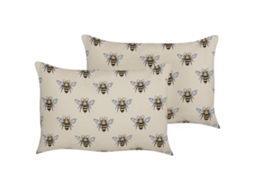 Conjunto De 2 Almofadas De Exterior Beliani Canneto De Poliéster Creme 40x60x10