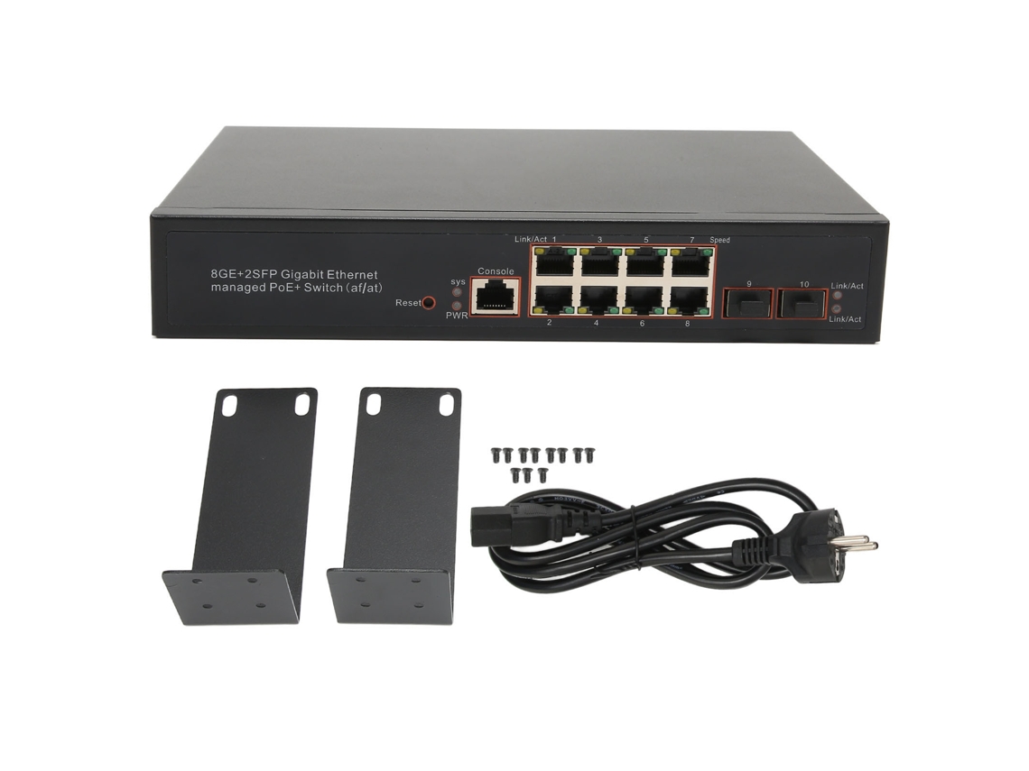 Switch 8 Portas Gigabit Poe Com Sfp Slots Prato Eu