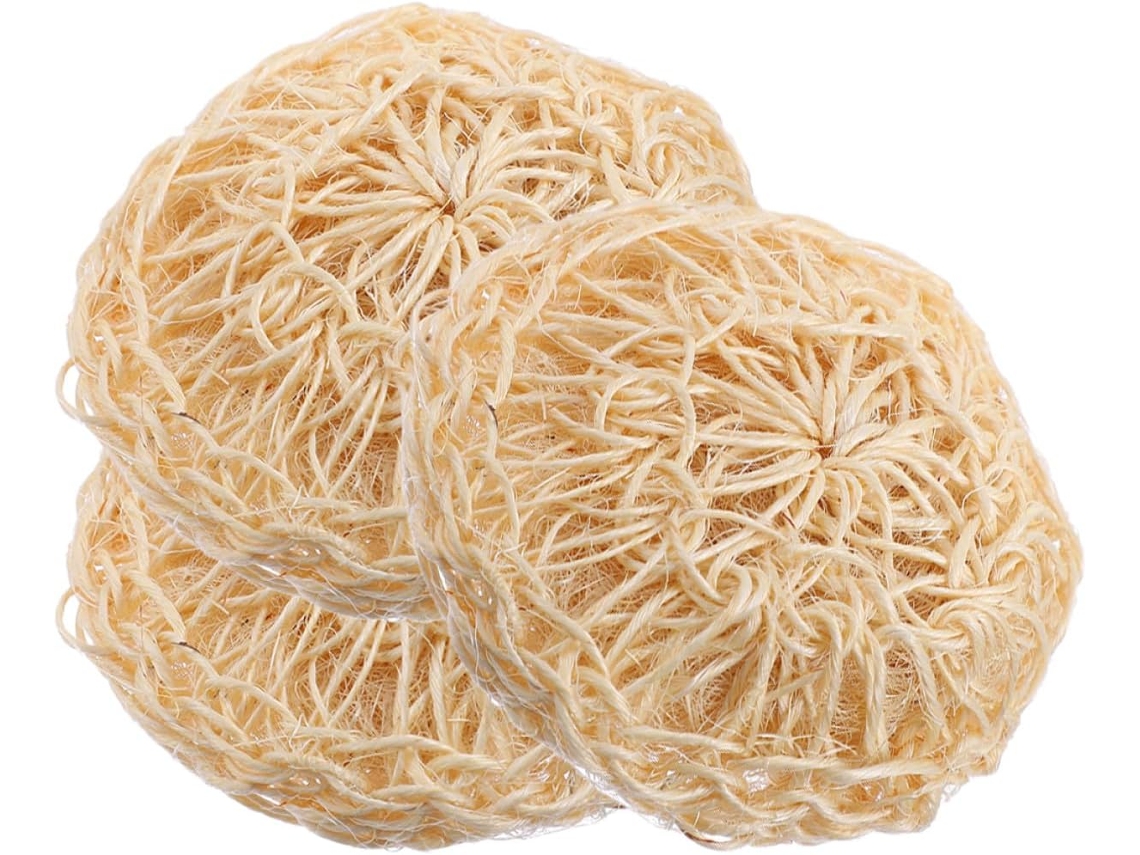 Conjunto De 3 Bolas De Banho Redondas De Sisal Para Esfoliação Corporal E Limpeza Profunda.