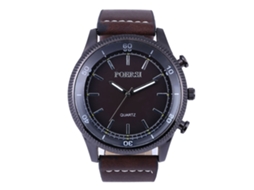Relógio masculino em couro PU, mostrador grande, movimento de quartzo, pulseira moderna (marrom escuro)