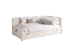 Cama Estofada de Solteiro Rosa com Gavetas PAPRIKA