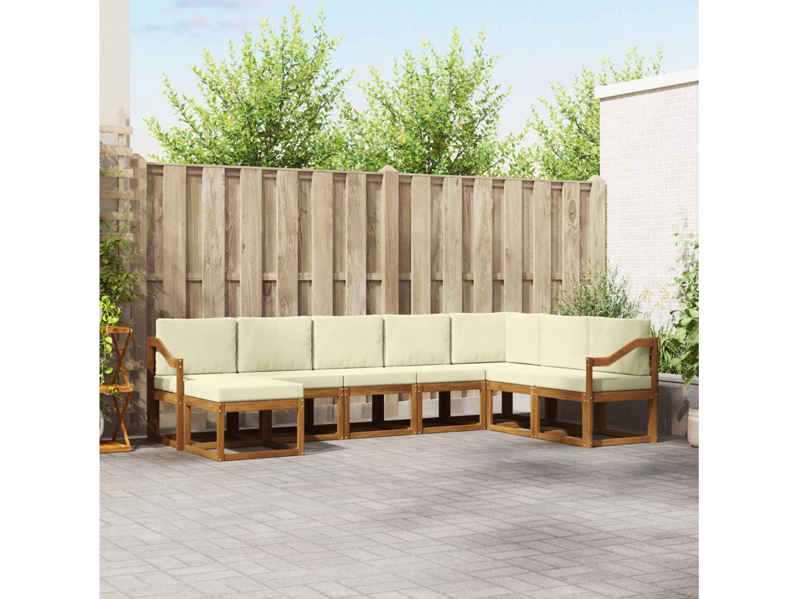 Vidaxl Conjunto De Sofás Para Exterior 8 Unid. Natural E Creme