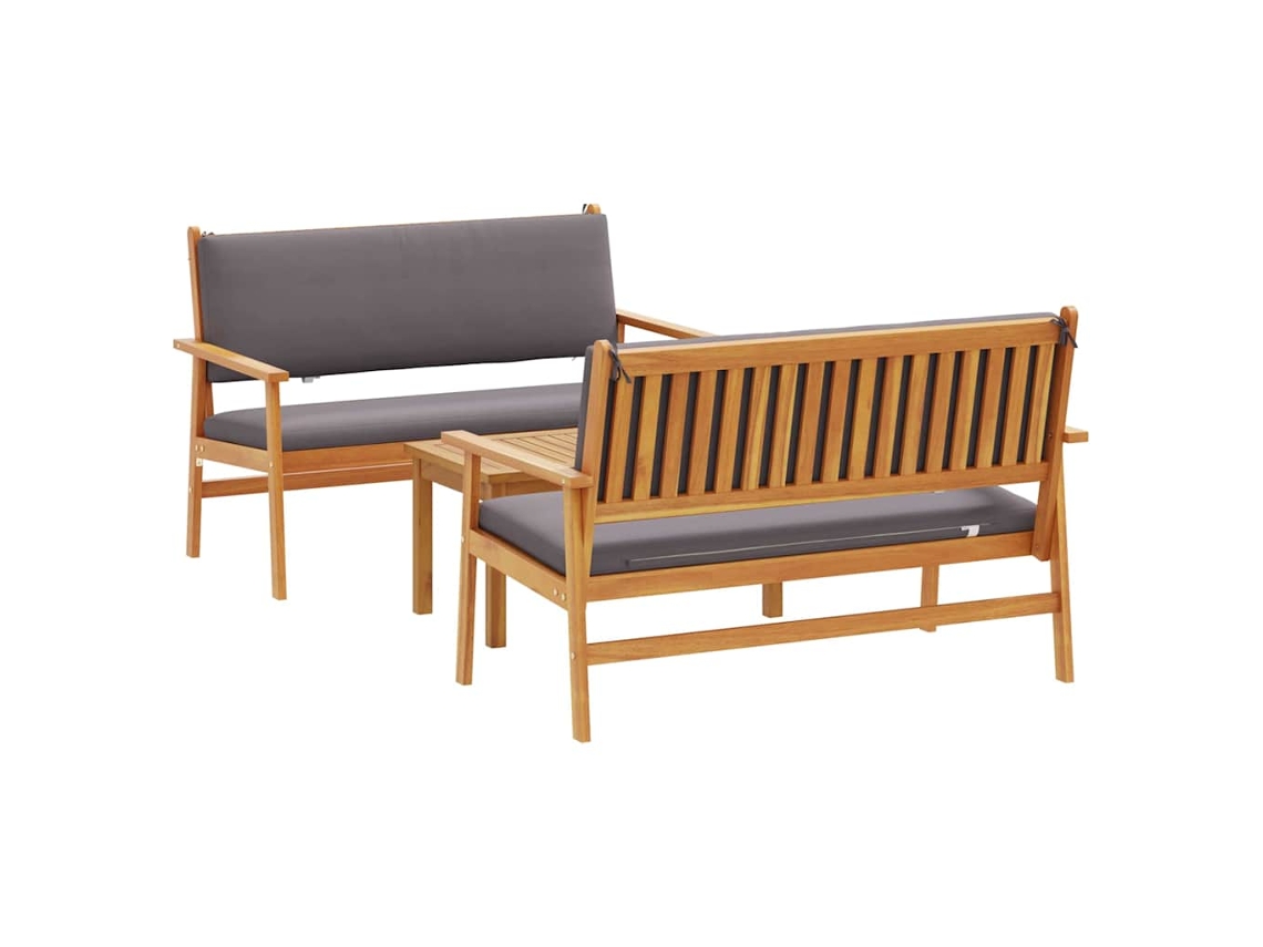 Maison Exclusive - Conjunto De Sofá De Jardim 3 Pcs Castanho 120 X 65,5 X 79 Cm