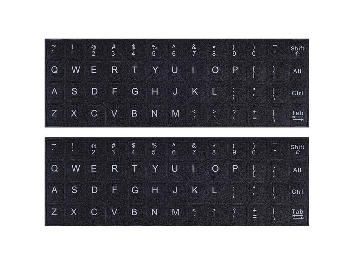 Adesivos de Teclado Universal em Inglês, Fundo Preto, Letras Brancas, 20pcs | S/MARCA