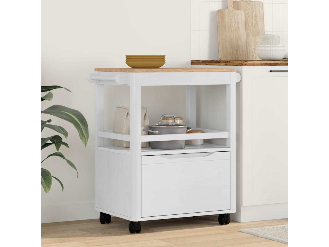 Vidaxl Carrinho De Cozinha Floro Branco 72,5 X 45 X 80 Cm