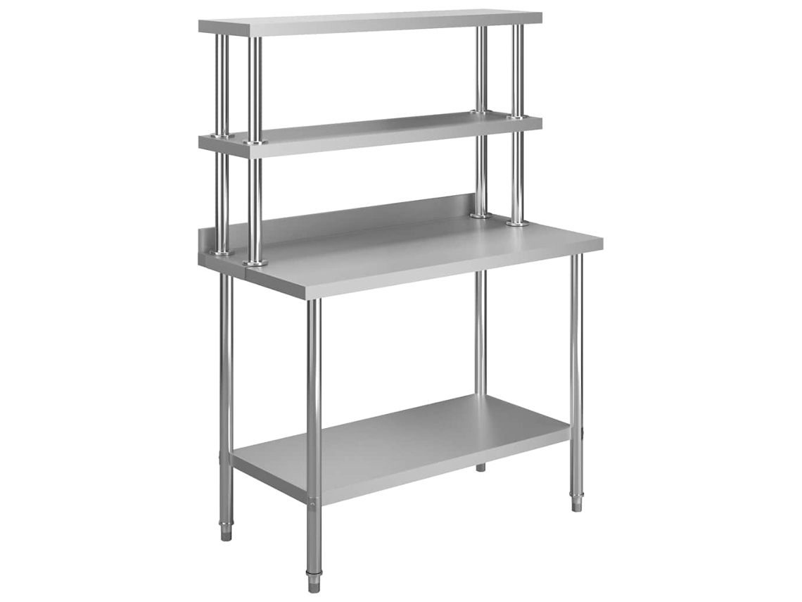 Vidaxl Mesa Trabalho Cozinha C/ Prateleira 120x60x150cm Aço Inoxidável