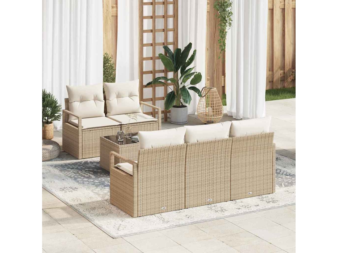 Vidaxl Conjunto De Sofás 6 Unid. 5-número De Lugares Bege E Creme