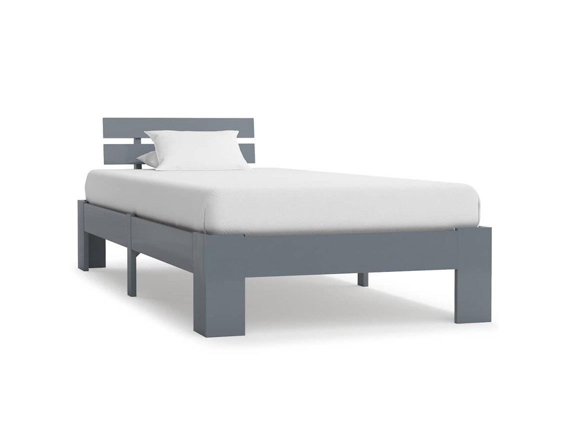 Vidaxl Estrutura De Cama 100x200 Cm Pinho Maciço Cinzento