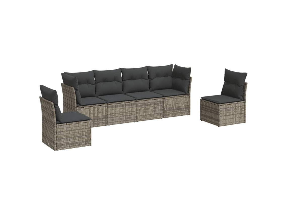 Conjunto de 6 Sofás de Jardim com Almofadas Vime Cinza MAISON EXCLUSIVE (80x200 cm)