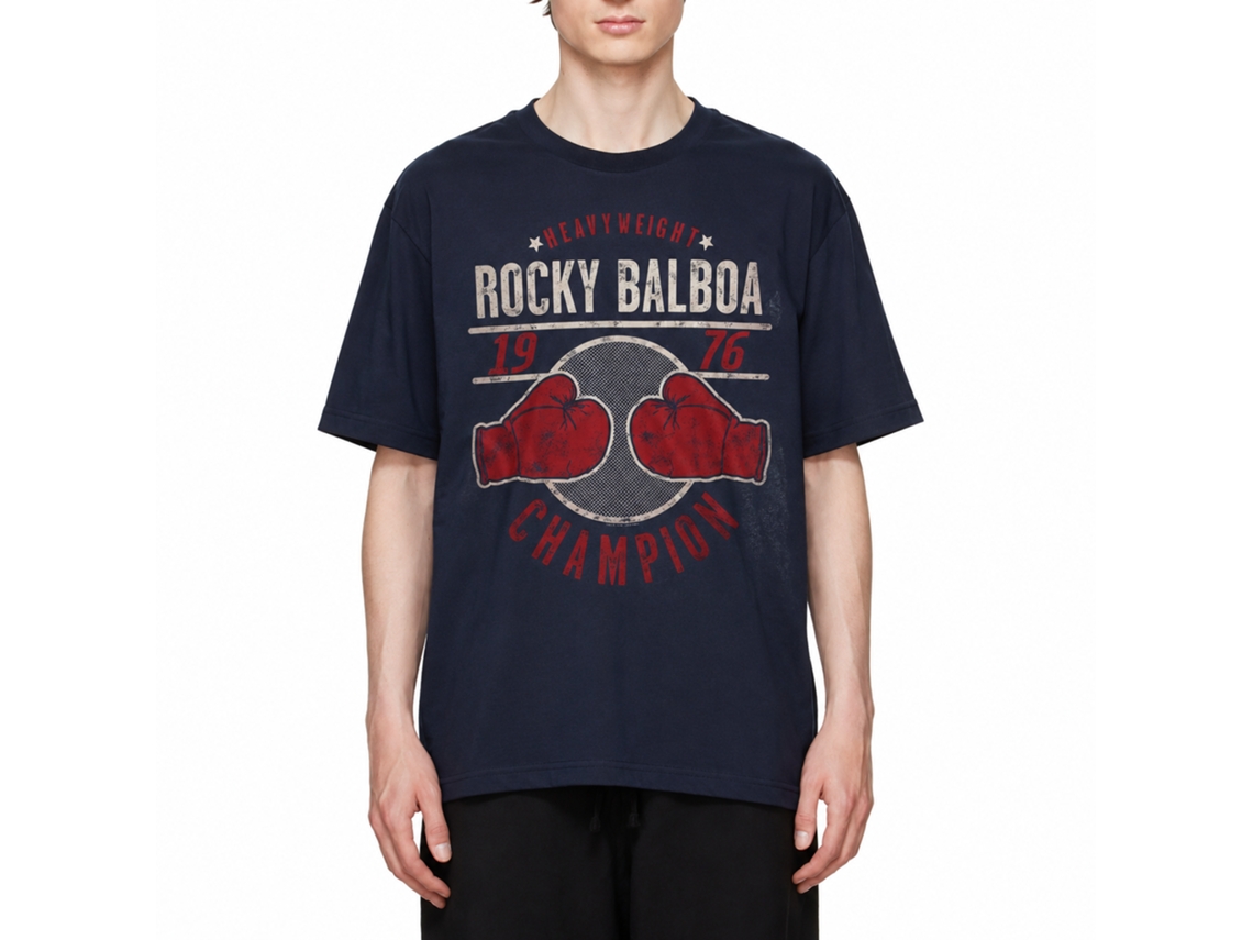 Rockinstone Rocky Movie Champ '76 Navy Adult T-shirt Size:s
