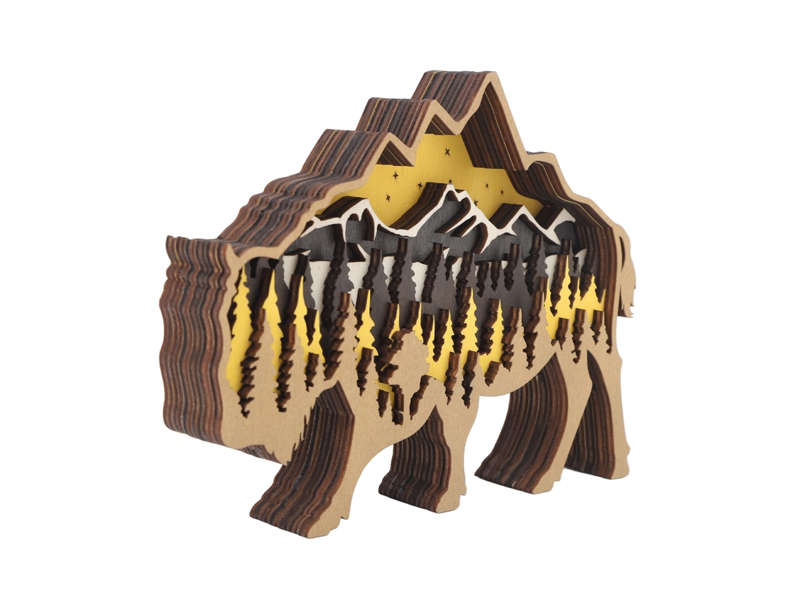 Enfeite de madeira buxo 3D de artesanato oco animal decorativo de mesa para Halloween | S/MARCA
