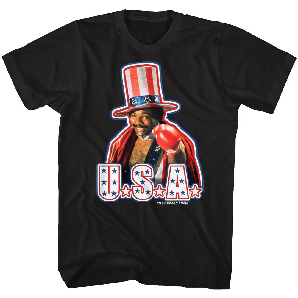 Unisex Adult T-shirt Rockinstone Rocky Movie Usa Black Sizel