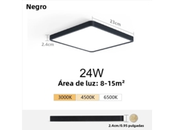 (preto Quente 24w) Luminária De Teto Led Ultrafina De 2,4 Cm Com Design Que Imita Madeira.