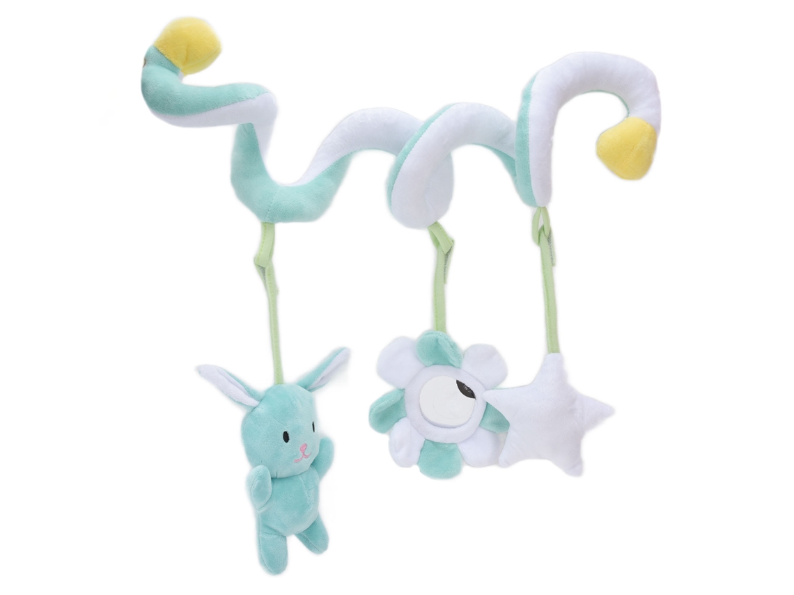 Mali brinquedo de Pelúcia Espiral para Berço e Carrinho com Buzina e Chocalho Verde