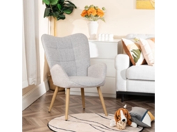 Poltrona Dossel Médio Escandinava para Sofá de Lazer em Tecido Cinza Kanas MEUBLES COSY