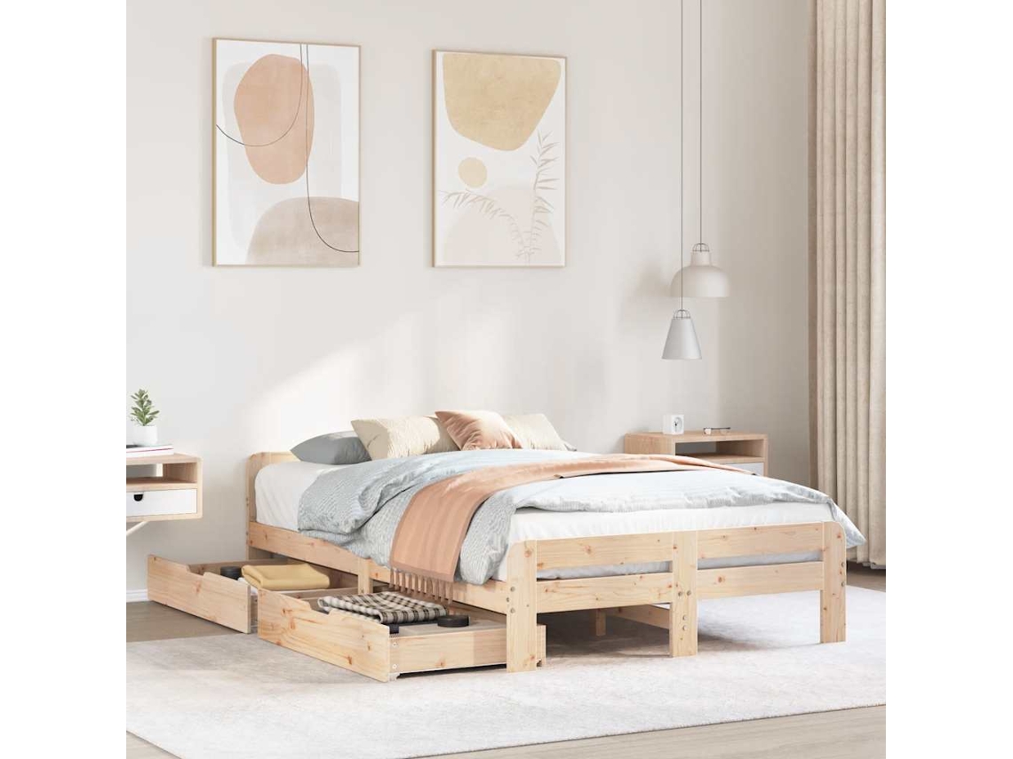 Vidaxl Cama Sem Colchão 120x190 Cm Madeira De Pinho Maciça