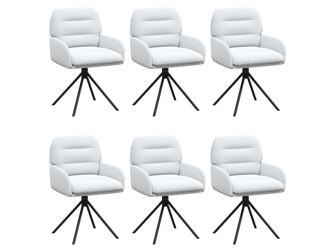Conjunto 6 Cadeira De Jantar Giratória Vidaxl Branco Couro Sintético (59 X 59,5 X 90 Cm)