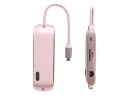 Estação De Ancoragem Bestvite 8 Em 1 Usb C 4k 30hz Hd Mi Compatível Rj45 Sd / Tf Usb3.0 Usb2.0 Para Macbook Air M1 Rosa