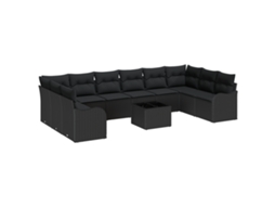 Conjunto 11 Sofá Modular Vidaxl Preto Vime Pe (344 X 177,5 X 69 Cm)