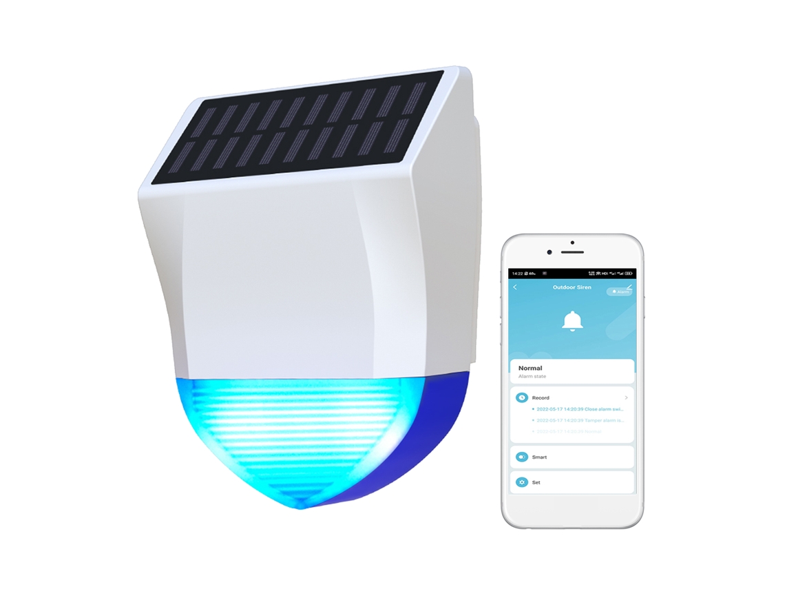 Alarme Solar Externo Wifi Com Som E Luz Inteligente