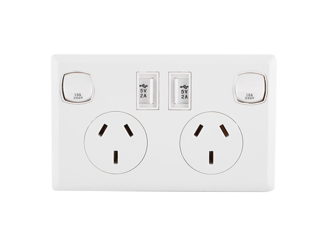 KOFIHETY Tomada elétrica com 2 portas USB e interruptores, placa de parede com plugue australiano