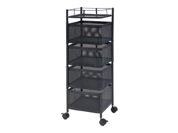 Carro de Cozinha Sunndal com 4 Cestos em Aço 80X27X27Cm Preto [EN.CASA]