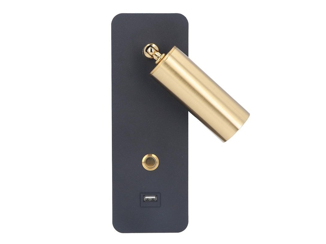 Lâmpada De Parede Led Com Interruptor Chave Minimalista Carregamento Usb Preto Ouro Aplicação De Quarto