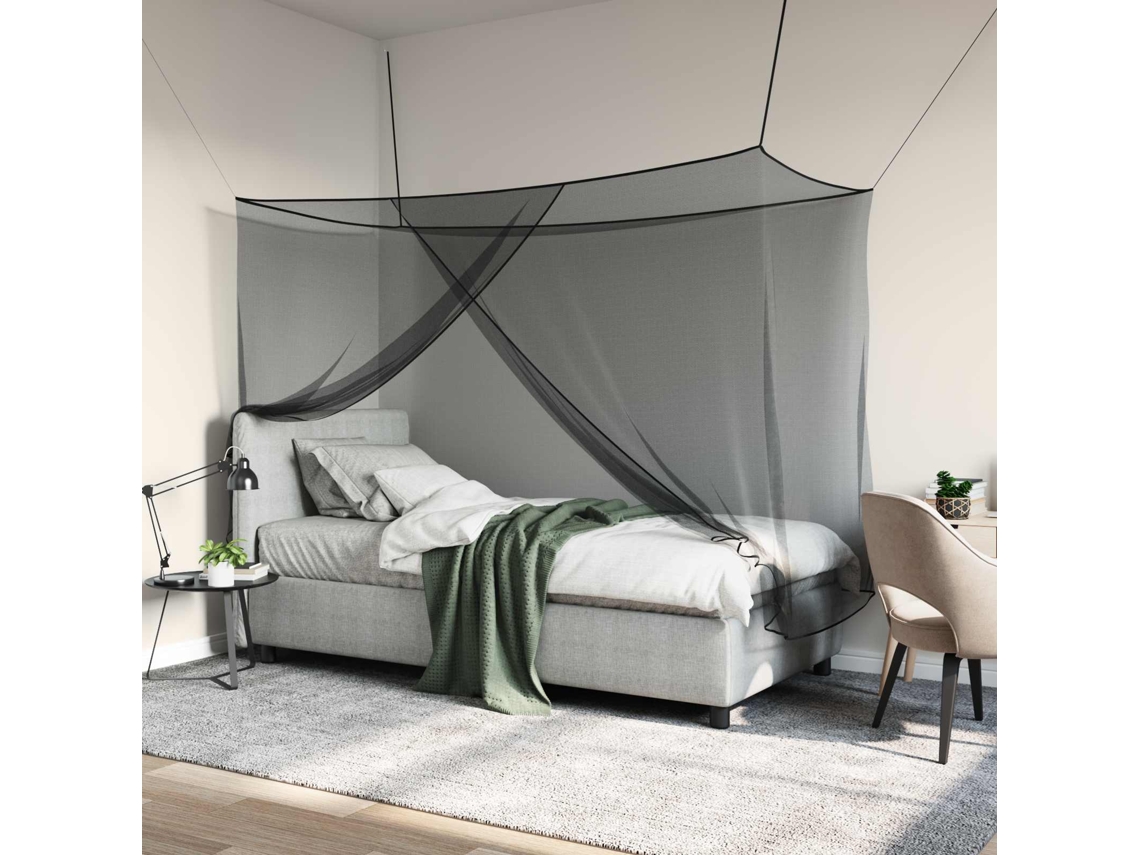 Vidaxl Rede Mosquiteira Para Cama 3 Unid. 156 Mesh Preto Poliéster