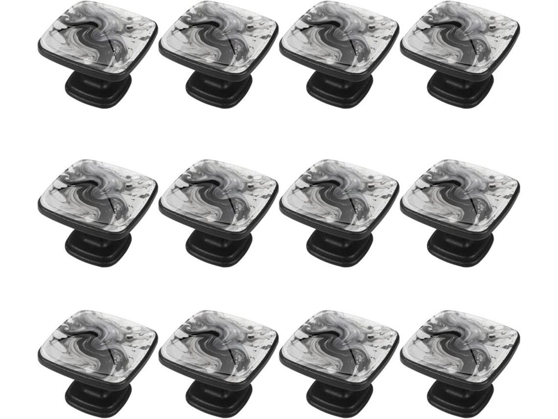 Puxadores Quadrados Para Armários De Cozinha, Puxadores Para Armários E Gavetas, 12 Peças, Padrão Abstrato De Mármore