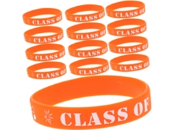 Pulseiras para Comemoração da Formatura 2025, 20 unidades, Pulseiras de Silicone Laranja, Lembrancinhas Para Festa de