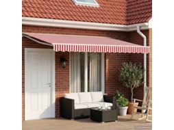 Vidaxl Toldo Retrátil Elétrico Vermelho E Branco 4,5 × 3 M