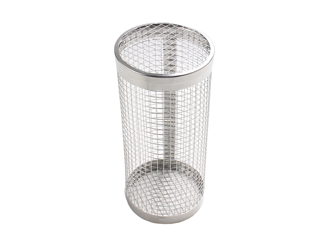 Cesta de Churrasco Redonda Inox Grande para Peixe Camarão Legumes