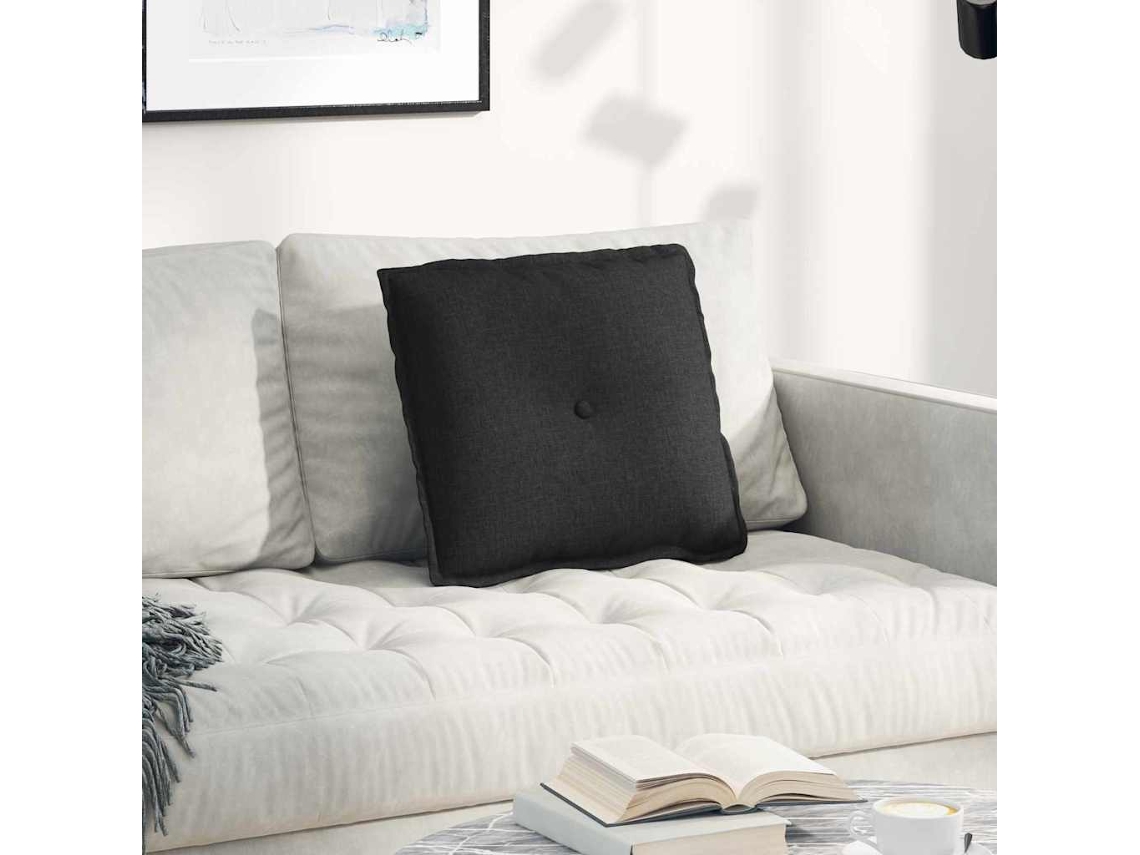 Vidaxl Travesseiro Para Costas Preto 50 X 19 X 45 Cm Tecido