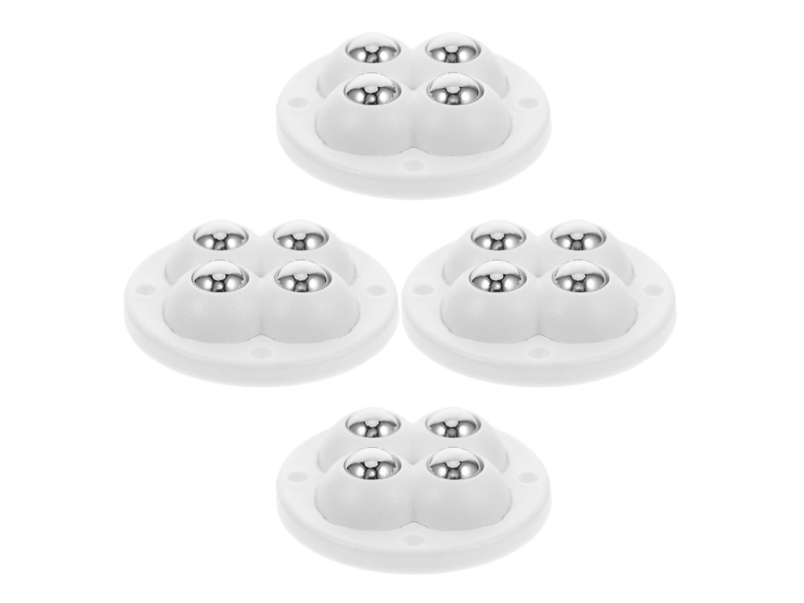 Conjunto De 4 Mini Rodízios Autoadesivos Brancos, Giratórios 360°