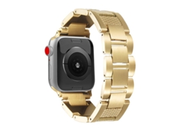 Bracelete para Apple Watch 46/49/45/44mm Aço Inoxidável com 3 Elos e Rosca Ondulada Dourada XIAOMOYU