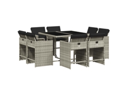 Conjunto de 9 Jantar para Jardim com Almofadões Cinzento Claro MAISON EXCLUSIVE