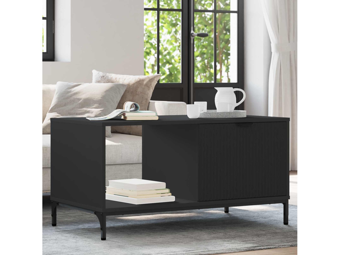 Vidaxl Mesa De Centro Com Gaveta Carvalho Preto 90 X 49 X 46 Cm