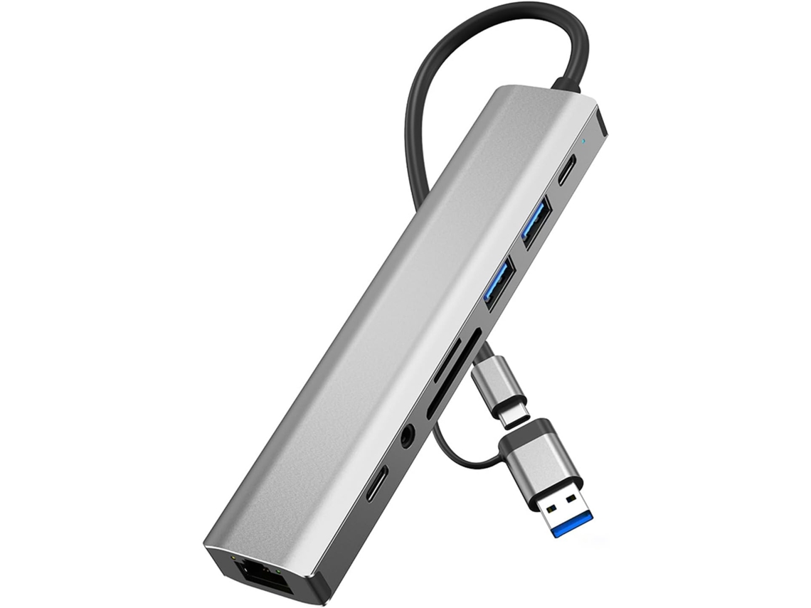 Hub Usb-c 9 Em 2, Adaptador Usb Para Ethernet Rj45 100m Com Conector